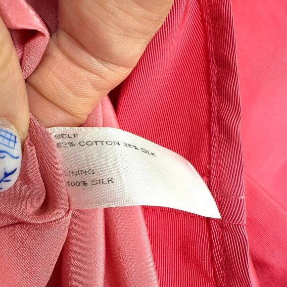 Carolina Herrera Pink Cotton Silk A-Line Skirt 100% Silk Lining Size 12 Made USA - Picture 6 of 8